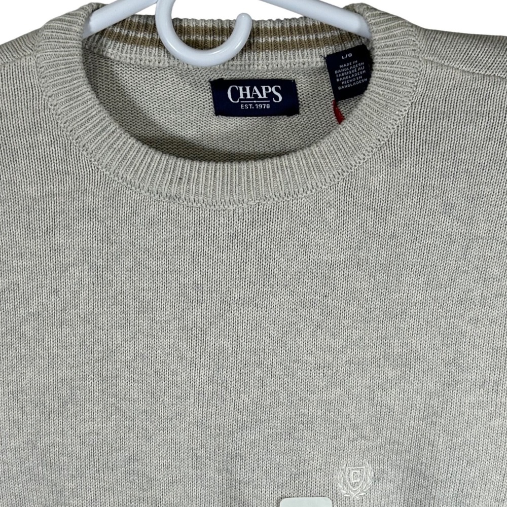 Chaps Mens Oatmeal Heather Cotton Crewneck Sweater SizeLarge New Preppy Designer